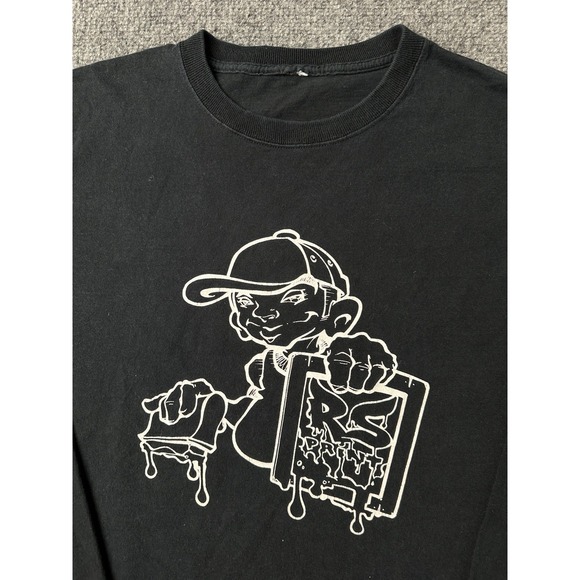 Mens Long Sleeve T Shirt RS Print Graphic Black Skate Style, Size L - Picture 2 of 5